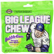 big league chew bubble gum swingin sour apple 60g